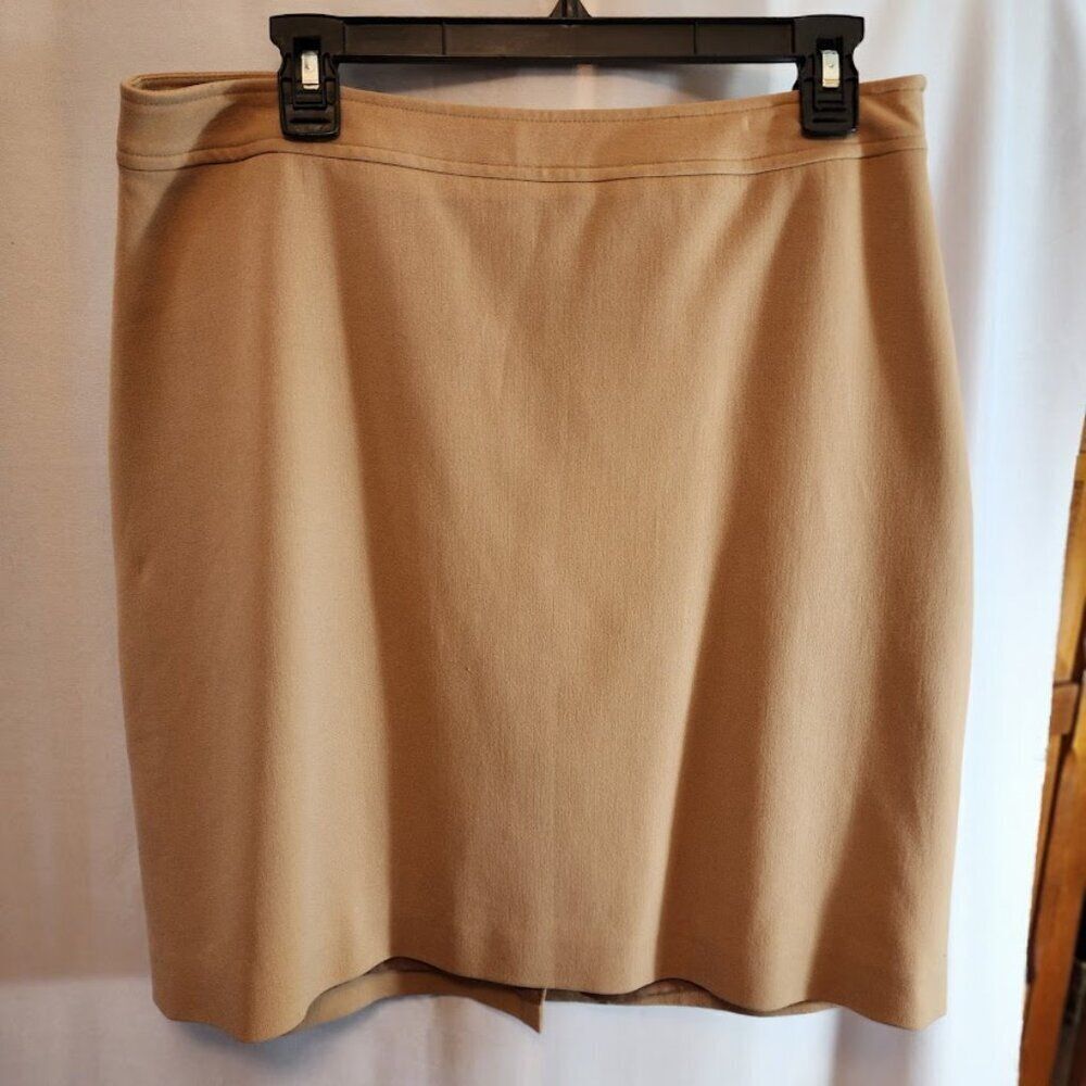 APOSTROPHE TAN PENCIL SKIRT, CLASSIC PIECE, SOME STRETCH, SIZE 14, LINED,